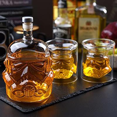 HEYVGO 25.3oz Whiskey Decanter Set with 2 5.0oz Glasses, Whiskey Flask Carafe Decanter, Whiskey Carafe for Brandy, Scotch, Vodka, Gifts for Dad