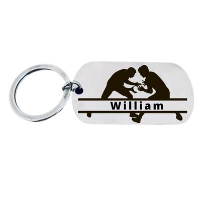 Personalized Wrestling Gifts for Wrestlers, Black Keychain