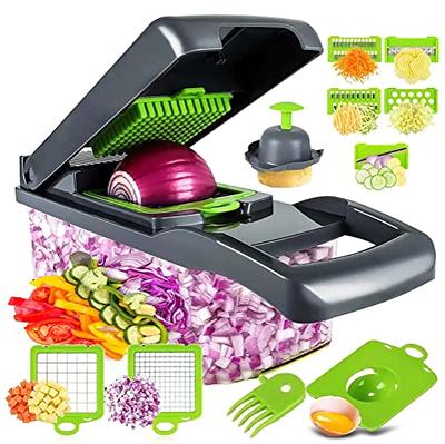  KucheCraft Vegetable Chopper, 13 in 1 Onion Chopper Dicer,  Manual Vegetable Cutter with Container and Lid, Pro Food Chopper for Potato  Tomato, Kitchen Veggie Slicer for Zucchini-(8 Blades, Green): Home 