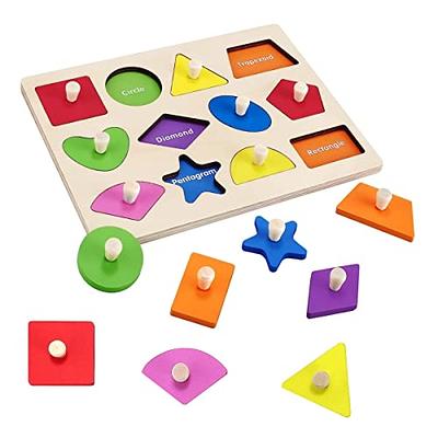 Montessori Toy Shape Peg Puzzles, Wooden Pegboard Puzzles with Knob, Baby  Puzzle for 1-3 Years Old Infant-Toddlers, Color and Shape Sorting Learning  Puzzle Toys - Yahoo Shopping