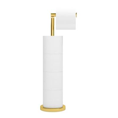 Free Standing Gold Toilet Paper Holder Stand White Marble Base and Sto —  Marmolux