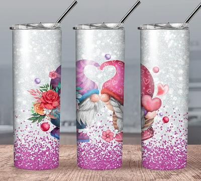 Valentine's Day Gnome Tumbler Sublimation Wrap - Ready To Press