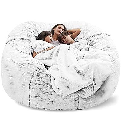 Bean Bag Chair Cover Giant Bean Bag Chairs for Adults 7ft Big Bean Bag Cover Comfy Large Bean Bag Bed (No Filler,Cover Only) Fluffy Lazy Sofa Dark