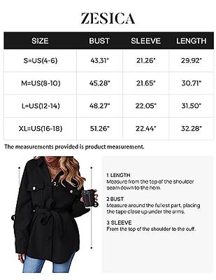 ZESICA Women's Casual Trench Coat Long Sleeve Lapel Button Down Belted Jacket  Outerwear Peacoat with Pockets,Charcoal,Small - Yahoo Shopping
