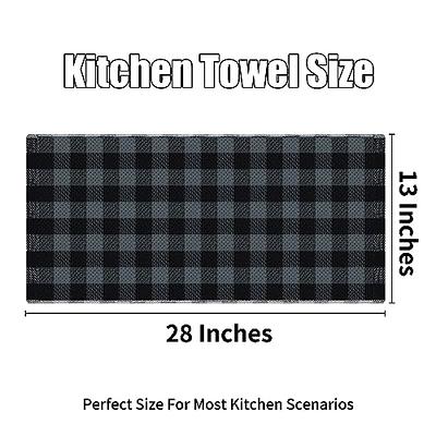 Homaxy 100% Cotton Waffle Weave Check Plaid Kitchen Towels, 13 x 28 Inches,  Super Soft and Absorbent Dish Towels for Drying Dishes, 4-Pack, White 