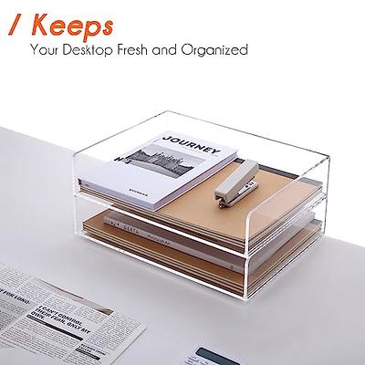 Paper Organizer Tray, Acrylic Desk Organizer, Clear Paper Tray