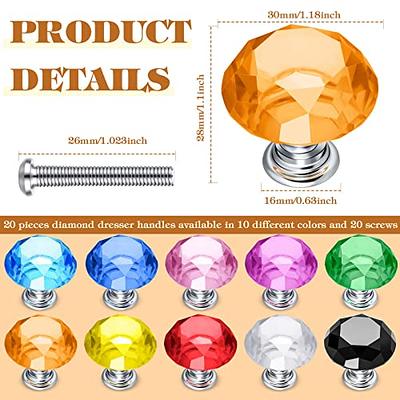 Qunclay 20 Pieces Crystal Cabinet Knobs 30 mm Drawer Pulls