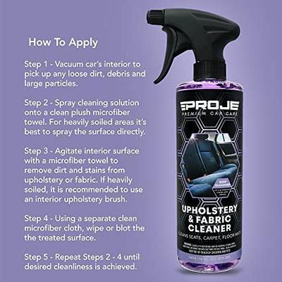 PROJE' Premium Car Care Upholstery & Fabric Cleaner - Eliminates Odors At  The Source - Fabric Cleaner Spray