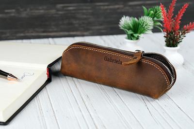 Personalized Leather Pencil Cases & Pen Pouches