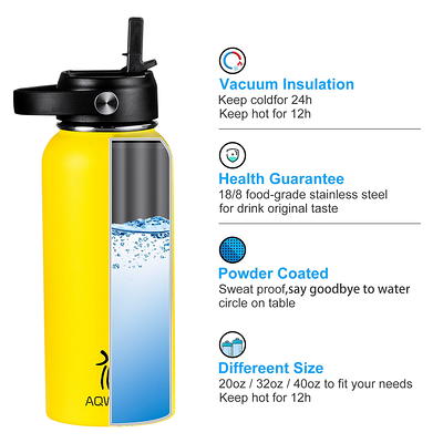 Aqwzh 20 oz Yellow Stainless Steel Water Bottle with Wide mouth, Straw, and  Lid - Yahoo Shopping