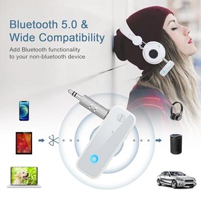 Bluetooth Aux Adapter for Car - ZOACHII Mini Wireless Audio Bluetooth 5.0  Receiver (HandsFree Call/Built in Mic) with 3.5mm Jack for Vehicle Truck