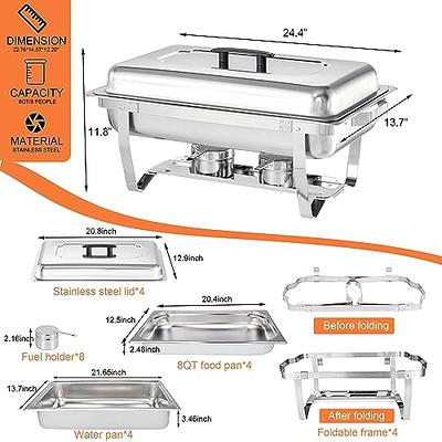 4 packs 9L Stainless Steel Folding Buffet Stove Food Warmer Dinner