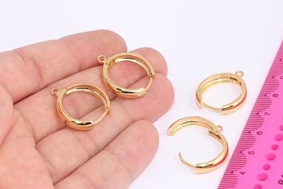 Gold Huggie Hoop Earrings - 18K Gold Plated Brass Hoop Findings