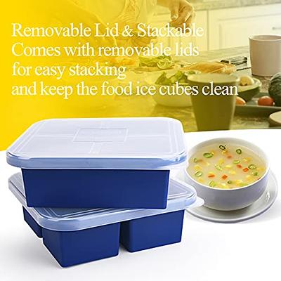 Silicone Freezer Tray Soup 4 Cubes Food Freezing Container Molds with Lid  Frozen Packaging Box