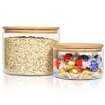  Lawei 4 Pack Glass Storage Jars with Sealed Bamboo Lids - 18.6  FL OZ Clear Glass Bulk Food Storage Canister for Serving Tea, Coffee,  Spice, Candy, Cookie : Home & Kitchen