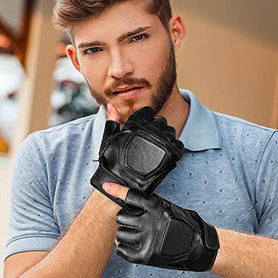 Fingerless Driving Gloves, PU Faux Leather Half Finger Glove for Men Women  Teens