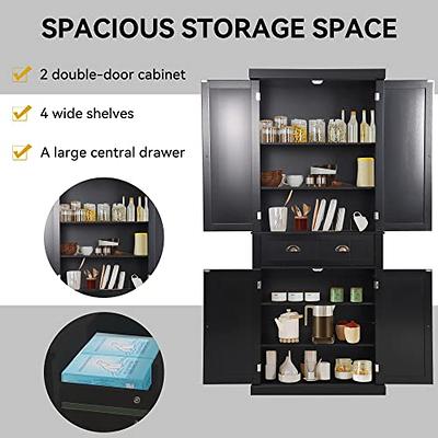  LOUVIXA Kitchen Pantry Storage Cabinet, Microwave