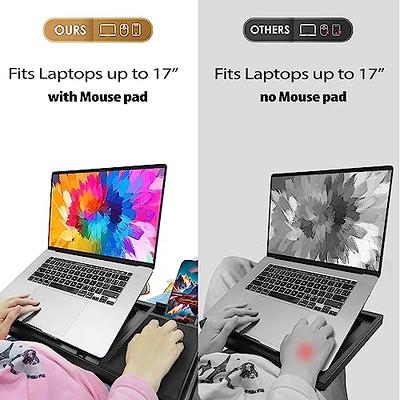 Lap Laptop Desk-Fits Up to 17Inch Foldable Laptop Bed Tray Table with  Adjustable Dual Cushion,Wrist Rest & Mouse Pad,Portable Wood Laptop Stand  for