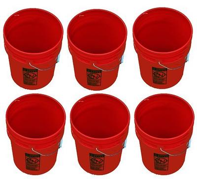 5 Gallon Buckets Six (6) Pack, Plastic