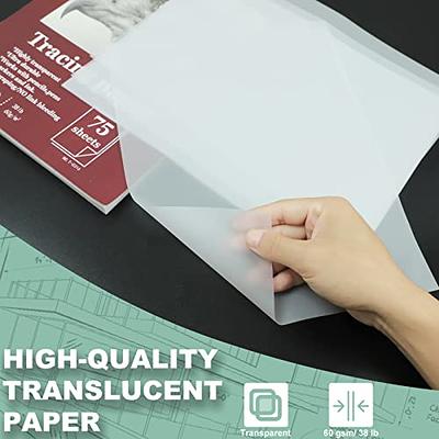 Vellum Paper, 100-Sheet Transparent Paper 8.5 x 11 Inches, 93 GSM  Translucent Clear Paper for Sketching, Tracing, Printing, Scrapbooking
