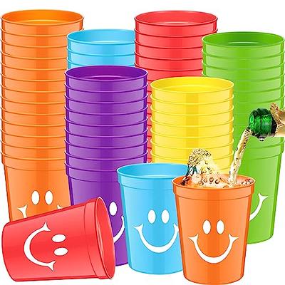 Queekay 120 Pack 16 oz Plastic Cups Reusable Stadium Cups 6 Colors