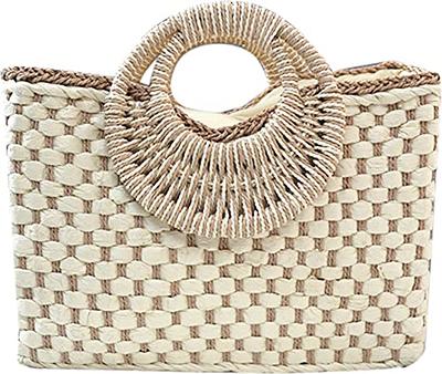 Women's 8 Pcs Semi Circle Straw Bag