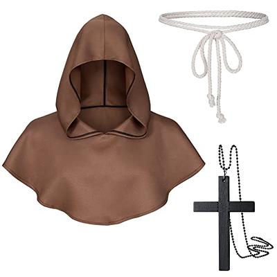 TOKYO REVENGERS Medieval Renaissance Monk Friar Priest Wizard Cloak Hooded  Robe Cosplay Belt Necklace Set(Brown 2XL) - Yahoo Shopping