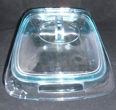 Pyrex Clear Glass 8x8 Baking Dish Pan 2 qt. Casserole W/ Handles & Blue  Cover
