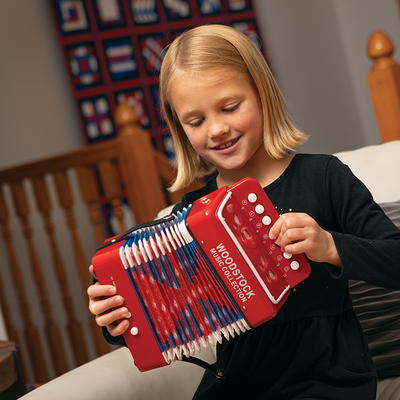 Kids Accordion Mini Toy Musical Instruments 7 Keys Button Pink