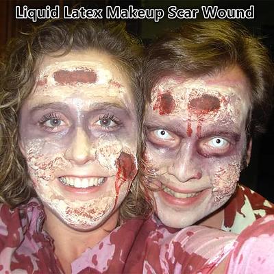 Go Ho Liquid Latex SFX Makeup(1 oz),Halloween Monster Zombie Makeup,Quick  Drying Multi-Purpose Liquid White Face Paint for Scar Cut Wound Peeling  Skin