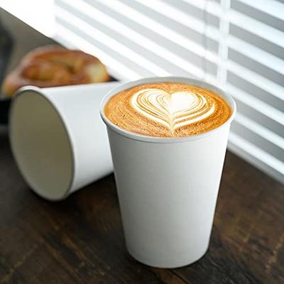 RACETOP Disposable Paper Coffee Cups 12 oz [100 Pack],12 oz White Hot  Coffee Paper Cups, Thickened Paper Style