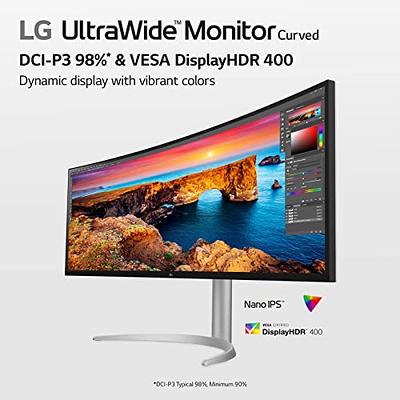  LG 49WQ95C-W 49 Inch 32:9 Curved UltraWide DQHD (5120 x 1440)  Nano IPS Monitor, NVIDIA® G-SYNC® Compatible & AMD FreeSync™ Premium Pro,  HDMI 2.1 & USB Type-C (90W PD), Tilt/Height/Swivel Adjustable 