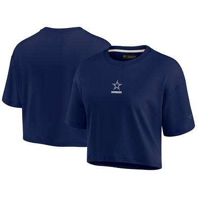 Women's Navy Atlanta Braves Cropped Long Sleeve T-Shirt