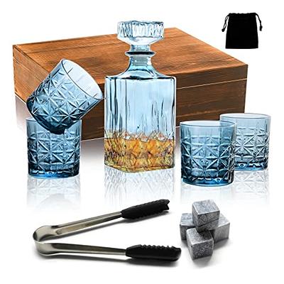 Whiskey Decanter Set Transparent Creative with 2 Glasses,Gifts for  Men,Whiskey Flask Carafe Decanter with 4 Whiskey Stones & Tong,Whiskey  Carafe for