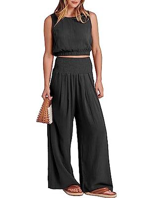 OPISSU Womens Casual Air Essentials Jumpsuit Sleeveless Belted Wide Leg  pants Romper (Black-S) - Yahoo Shopping