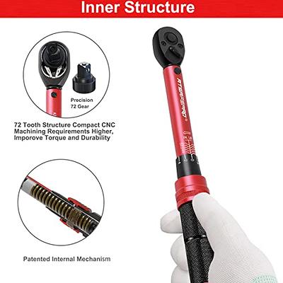 BULLTOOLS 1/4-inch Drive Click Torque Wrench Set Dual-Direction Adjustable  90-tooth Torque Wrench with Buckle (20-200in.lb / 2.26-22.6Nm)