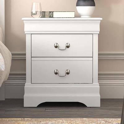 GALANO Louis Philippe 2-Drawer Black Nightstand Sidetable Ultra