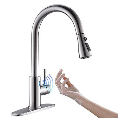 Single Handle Pull Down Sprayer Kitchen Faucet with Touch Sensor in Brushed  Nickel