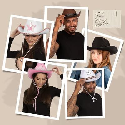 Funny Party Hats – 5 Pack Assorted Cowgirl Hat– Cowboy Hat