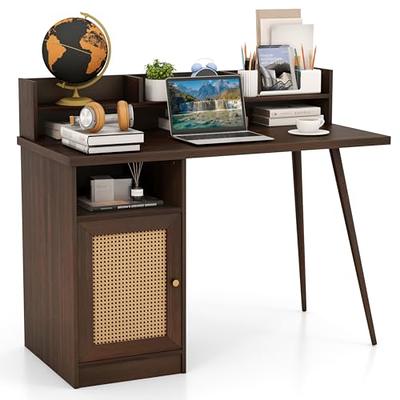 HM&DX Home Office Computer Desk with Hutch,Wood Writing Desk Study Desk  with Drawers,Modern Furniture Wooden Desk with Open Storage Cubby,Study  Table