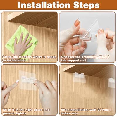 8Pcs Punch Free Shelf Support Pegs, Self Adhesive Shelf Bracket Shelf Pins  No Drill Cabinet Shelf Clips Holders Pegs Double Row Reinforced Partition  Shelves for Kitchen Cabinet Bookshelf Closet - Yahoo Shopping