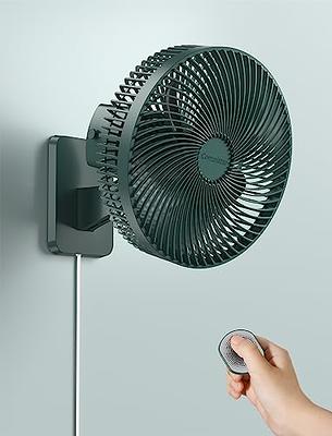 8” Small Wall Mount Fan with Remote Control, 90°Oscillating, 4 Speeds