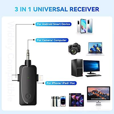 3 in 1 Lavalier Wireless Microphone Plug and Play Smart Noise Cancelling  120m Wireless Transmission