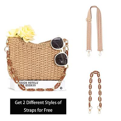 Yfmha Summer Women Mini Straw Crossbody Bags Woven Phone Wallet (Camel w/ Buckle), Size: 190