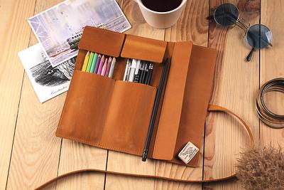 Leather Pencil Roll for Artists, Custom Pencil Case Roll, Pencil