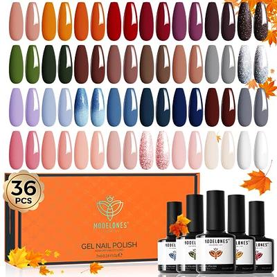 Modelones 35 Pcs Gel Polish Nail Kit with U V Light 48W Nail Lamp - 12  Colors Neutral