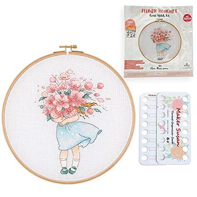 Maydear Stamped Embroidery Kit for Beginners with Pattern, Cross Stitch Kit, Embroidery Starter Kit Including Embroidery Hoop, Color Threads and