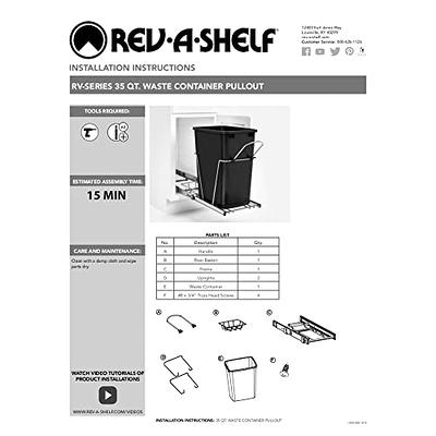 Rev-A-Shelf Pull Out Trash Can for Under Kitchen Cabinets 27 Qt 12 Gallon  Garbage Recyling Bin with Full Extension Slide, Green/Black, RV-15KD-1918C-S