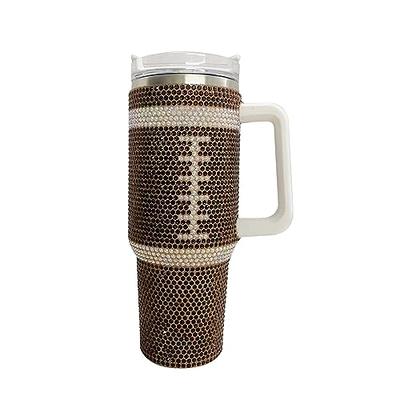 MYHOBBY Crystal 40 Oz Tumbler with Handle,Football Stainless Steel