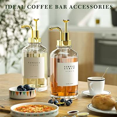 TIMIFTE Coffee Syrup Dispenser for Coffee Bar Accessories，Coffee Pump  Dispenser, Glass Syrup Bottle with Gold Pumps and 42 Labels, 16.9 oz 500 ml  (4 Pack) - Yahoo Shopping